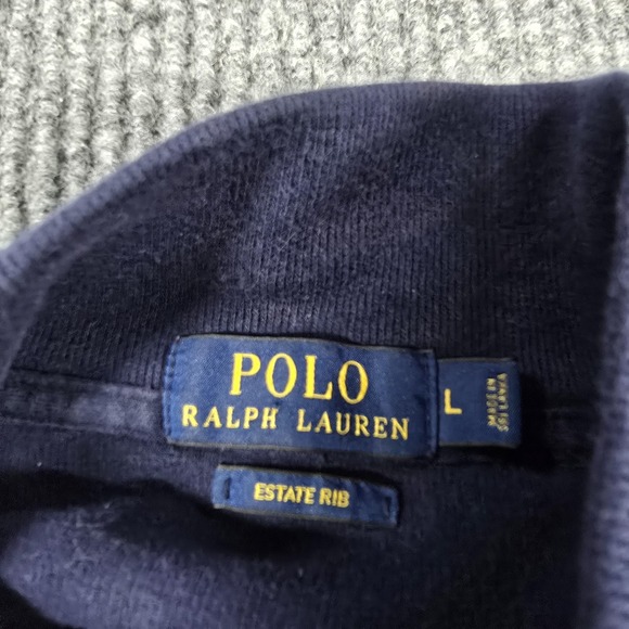 Polo Ralph Lauren‎ Sweater Mens Large Blue Full Zip Estate Rib Cotton Jacket - Picture 4 of 8